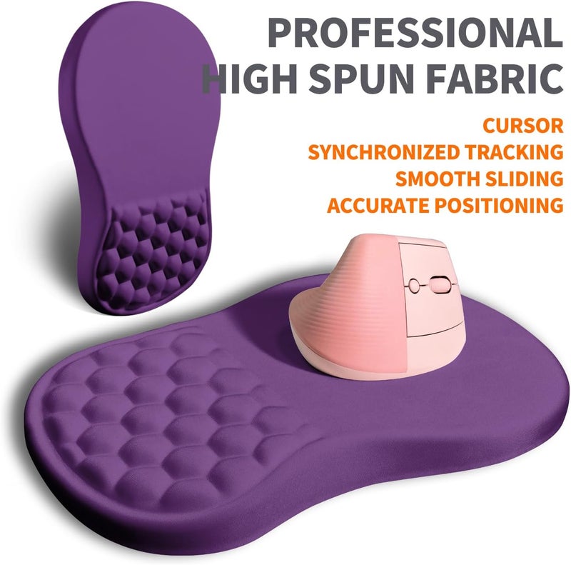Armanza Ergonomic Joint Wrist Support Mouse Pad with Memory Foam Cushion Massage Bump, Carpal Tunnel Pain Relief Mousepad Slope Design for Wrist Rest, 11.8x7.9 in, Dark Violet - Image 4